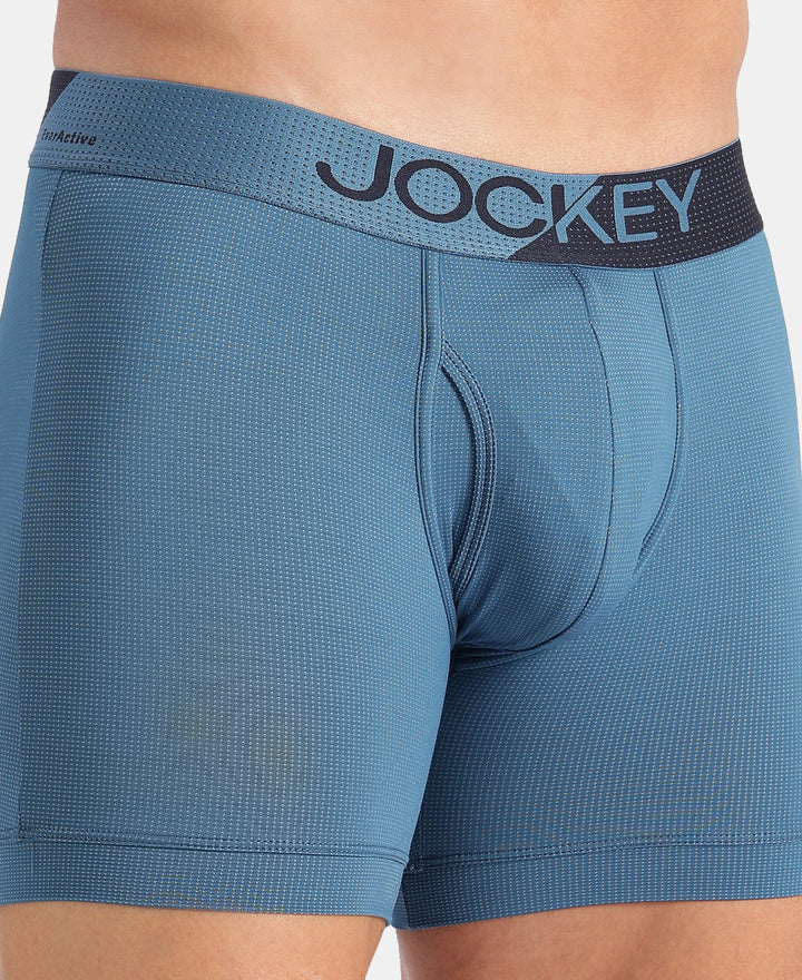 Microfiber Mesh Elastane Stretch Performance Boxer Brief with StayDry Technology - Move Blue