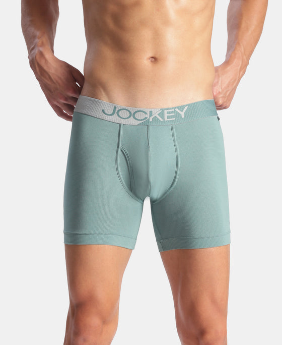 Microfiber Mesh Elastane Stretch Performance Boxer Brief with StayDry Technology - New Burg Green