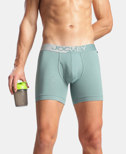 Microfiber Mesh Elastane Stretch Performance Boxer Brief with StayDry Technology - New Burg Green