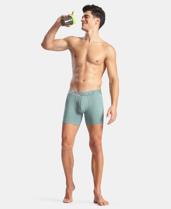 Microfiber Mesh Elastane Stretch Performance Boxer Brief with StayDry Technology - New Burg Green
