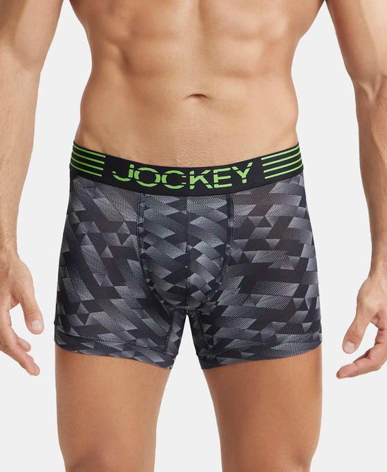 Microfiber Mesh Elastane Stretch Printed Performance Trunk with StayDry Technology - Black print