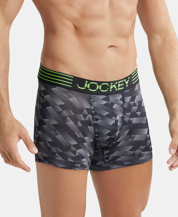 Microfiber Mesh Elastane Stretch Printed Performance Trunk with StayDry Technology - Black print