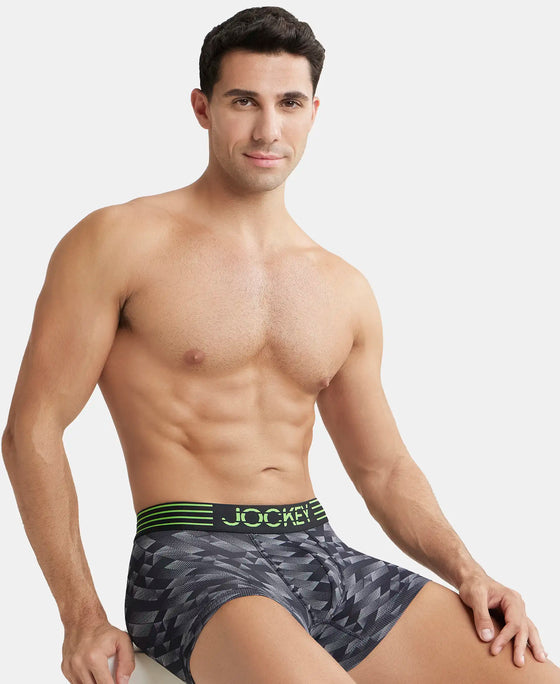 Microfiber Mesh Elastane Stretch Printed Performance Trunk with StayDry Technology - Black print