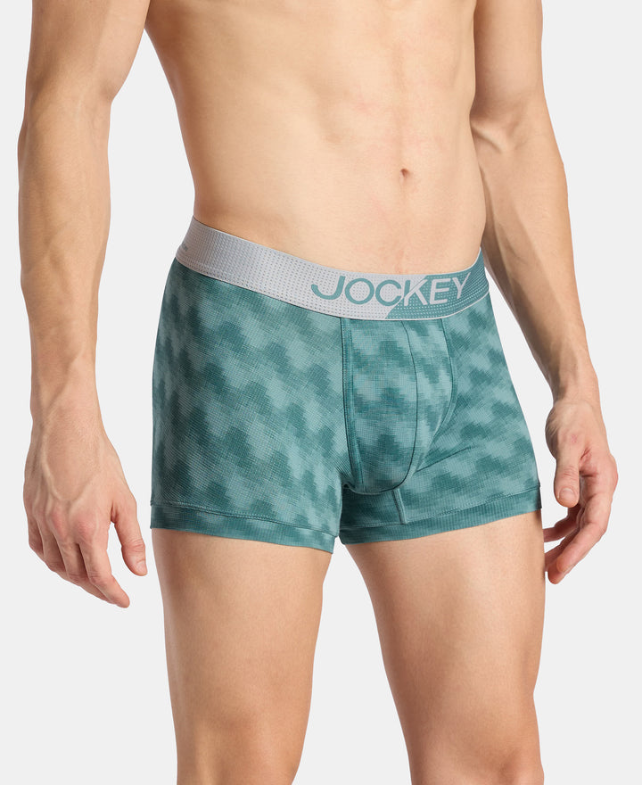 Microfiber Mesh Elastane Stretch Printed Performance Trunk with StayDry Technology - Burg Green