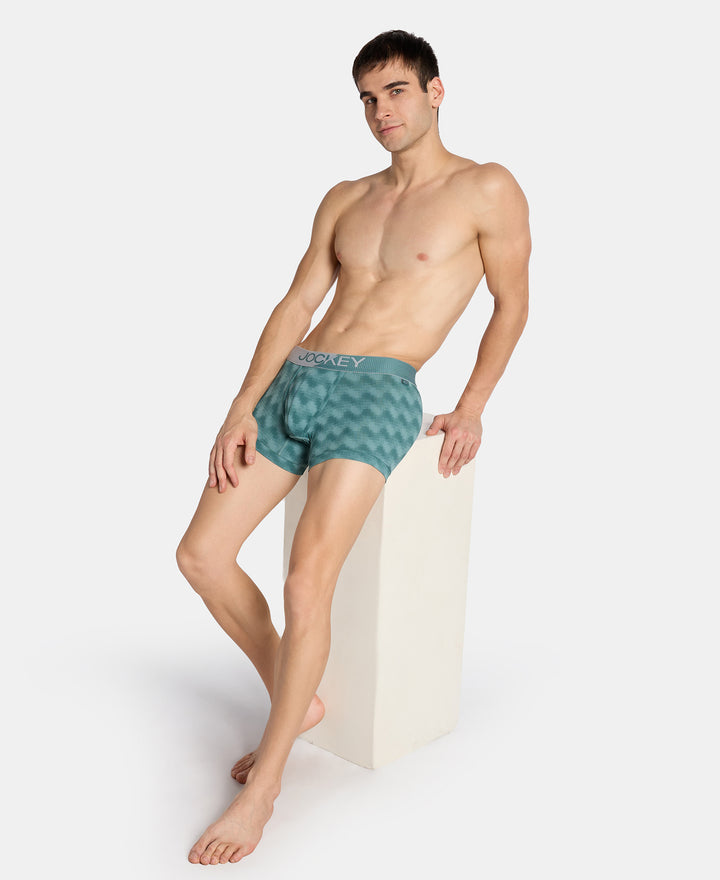 Microfiber Mesh Elastane Stretch Printed Performance Trunk with StayDry Technology - Burg Green