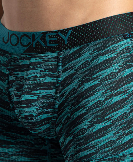 Microfiber Mesh Elastane Stretch Printed Performance Trunk with StayDry Technology - Ocean Depth