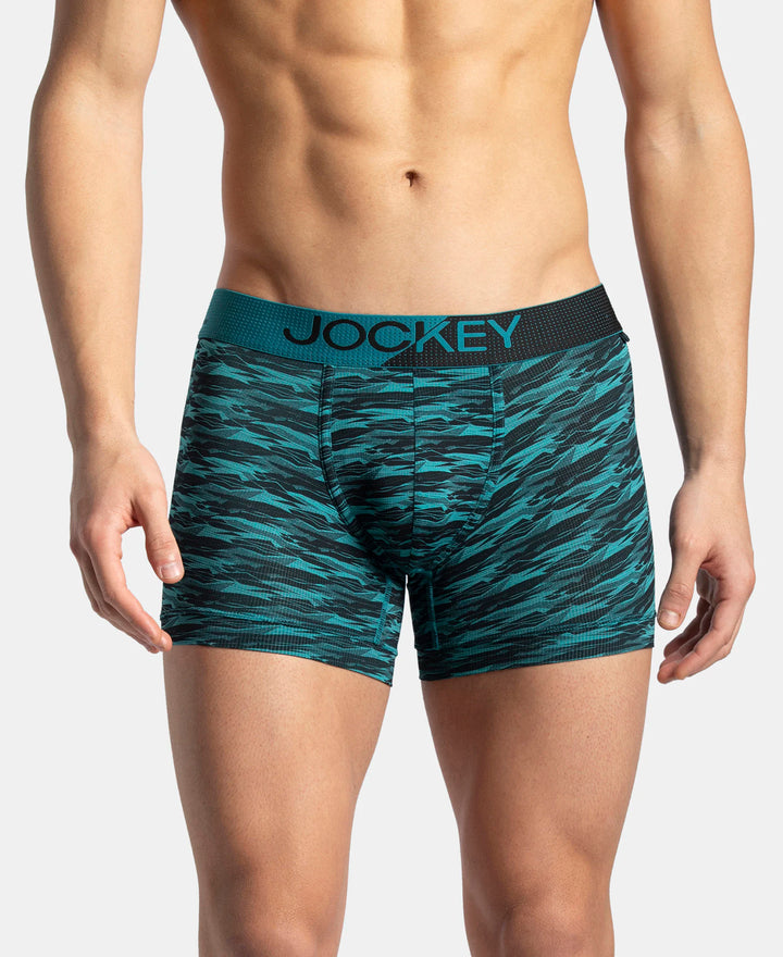 Microfiber Mesh Elastane Stretch Printed Performance Trunk with StayDry Technology - Ocean Depth