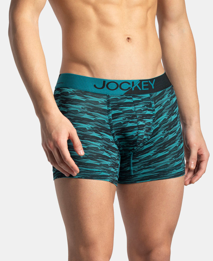 Microfiber Mesh Elastane Stretch Printed Performance Trunk with StayDry Technology - Ocean Depth