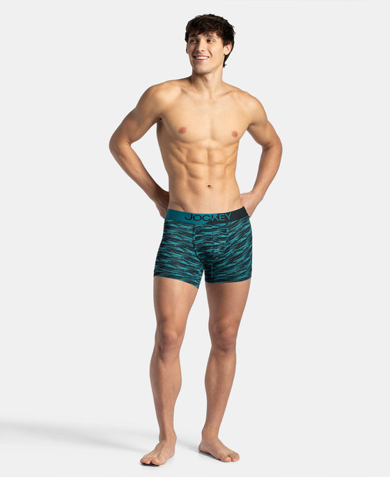 Microfiber Mesh Elastane Stretch Printed Performance Trunk with StayDry Technology - Ocean Depth