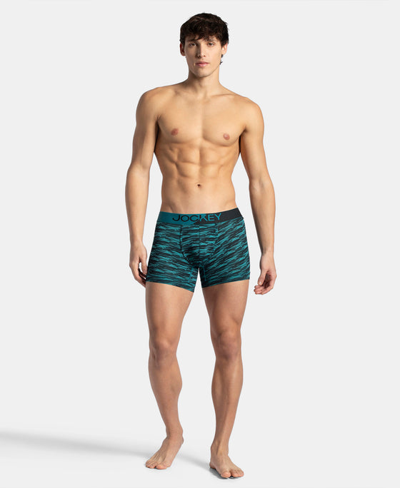 Microfiber Mesh Elastane Stretch Printed Performance Trunk with StayDry Technology - Ocean Depth