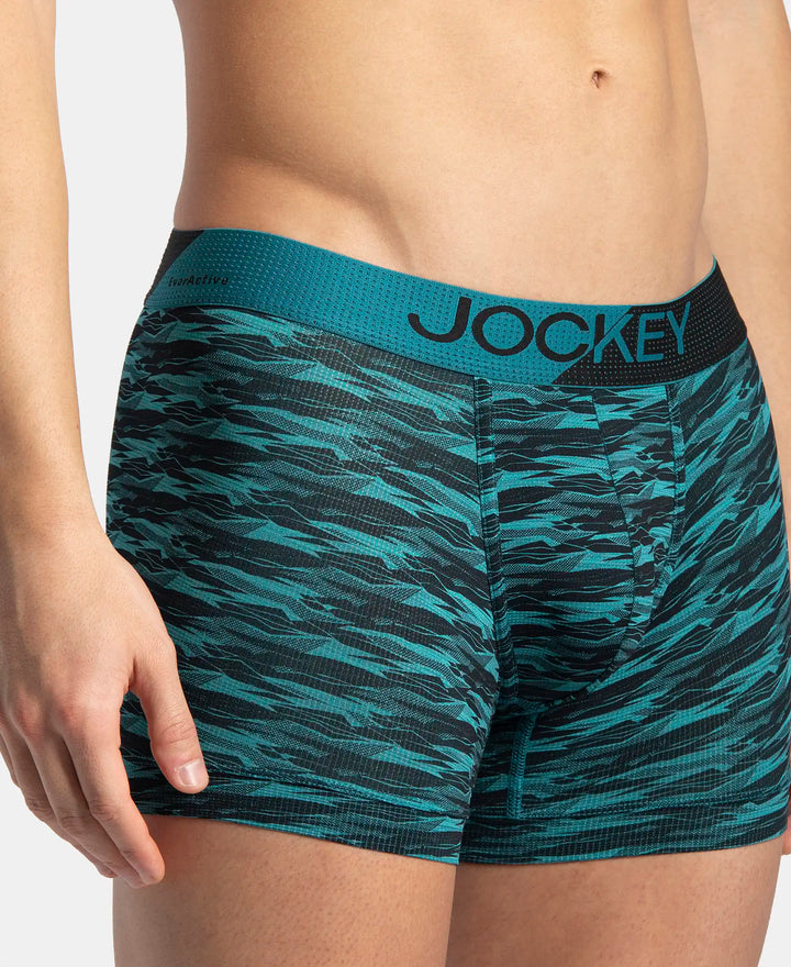 Microfiber Mesh Elastane Stretch Printed Performance Trunk with StayDry Technology - Ocean Depth