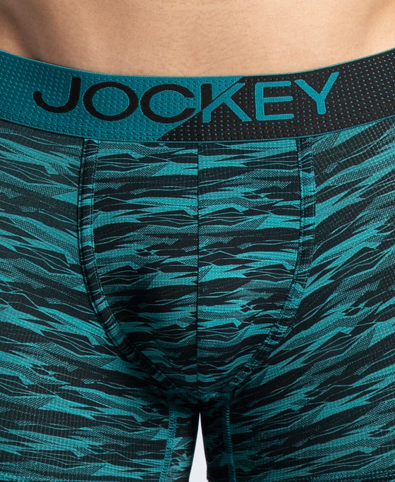 Microfiber Mesh Elastane Stretch Printed Performance Trunk with StayDry Technology - Ocean Depth