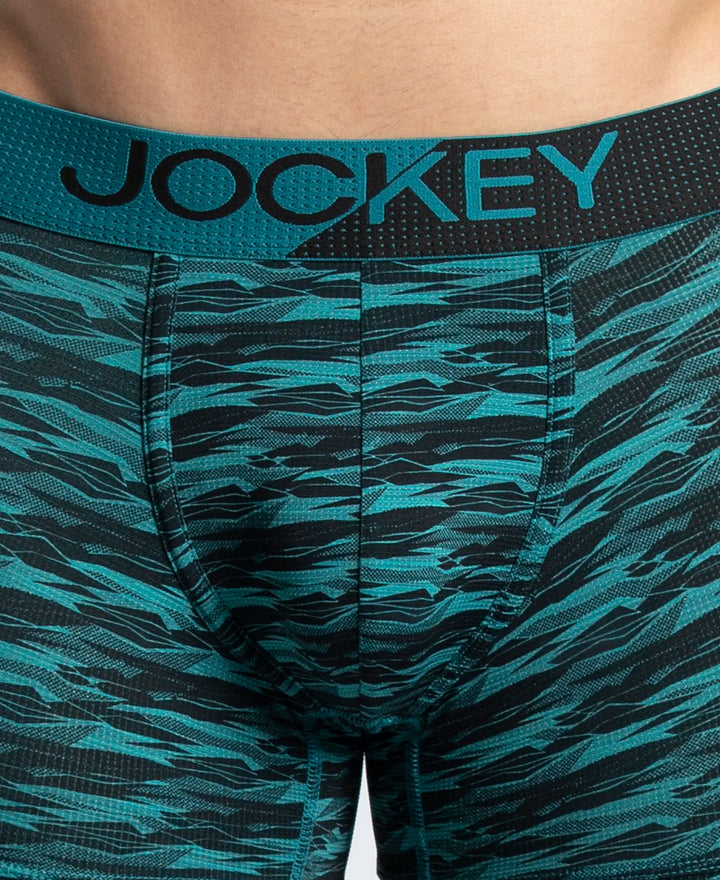 Microfiber Mesh Elastane Stretch Printed Performance Trunk with StayDry Technology - Ocean Depth