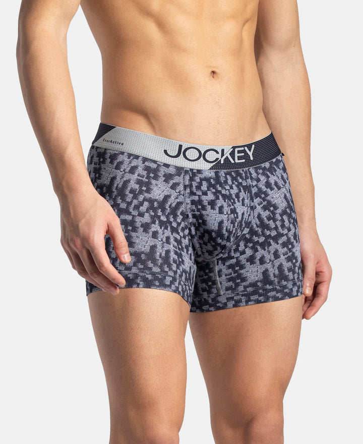 Microfiber Mesh Elastane Stretch Printed Performance Trunk with StayDry Technology - True Navy
