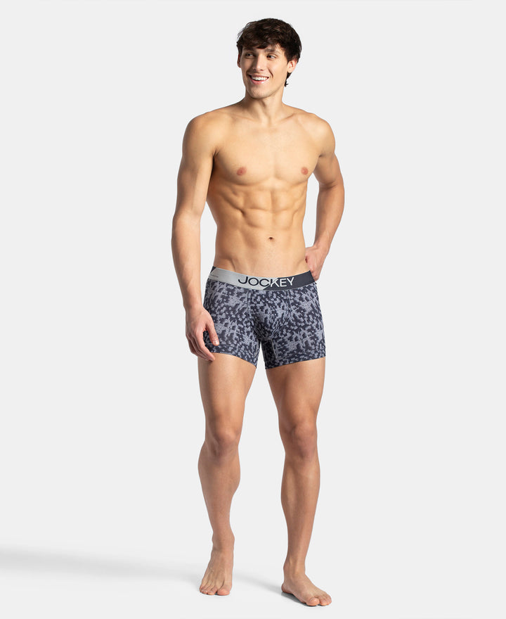 Microfiber Mesh Elastane Stretch Printed Performance Trunk with StayDry Technology - True Navy