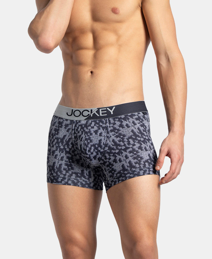 Microfiber Mesh Elastane Stretch Printed Performance Trunk with StayDry Technology - True Navy