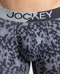 Microfiber Mesh Elastane Stretch Printed Performance Trunk with StayDry Technology - True Navy