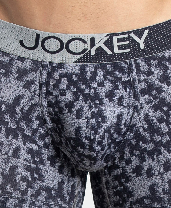 Microfiber Mesh Elastane Stretch Printed Performance Trunk with StayDry Technology - True Navy