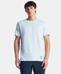 Super Combed Cotton Blend Solid Round Neck Half Sleeve T-Shirt with Breathable Mesh - Skyway