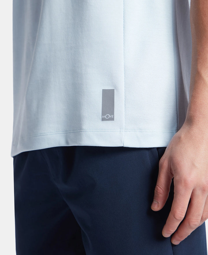 Super Combed Cotton Blend Solid Round Neck Half Sleeve T-Shirt with Breathable Mesh - Skyway