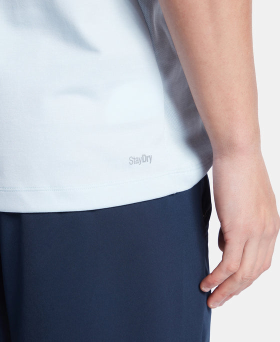 Super Combed Cotton Blend Solid Round Neck Half Sleeve T-Shirt with Breathable Mesh - Skyway