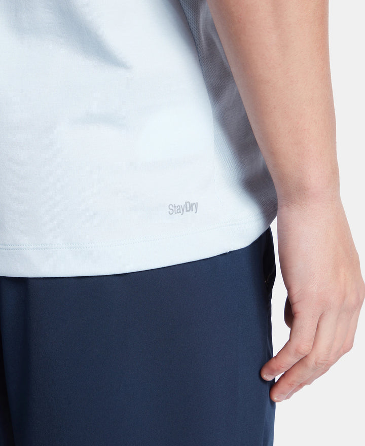 Super Combed Cotton Blend Solid Round Neck Half Sleeve T-Shirt with Breathable Mesh - Skyway