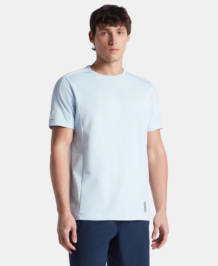 Super Combed Cotton Blend Solid Round Neck Half Sleeve T-Shirt with Breathable Mesh - Skyway