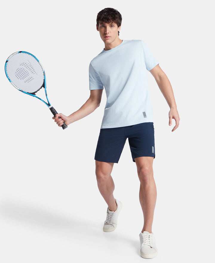 Super Combed Cotton Blend Solid Round Neck Half Sleeve T-Shirt with Breathable Mesh - Skyway