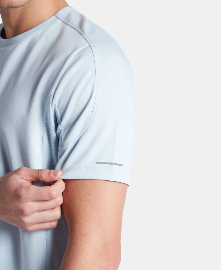 Super Combed Cotton Blend Solid Round Neck Half Sleeve T-Shirt with Breathable Mesh - Skyway