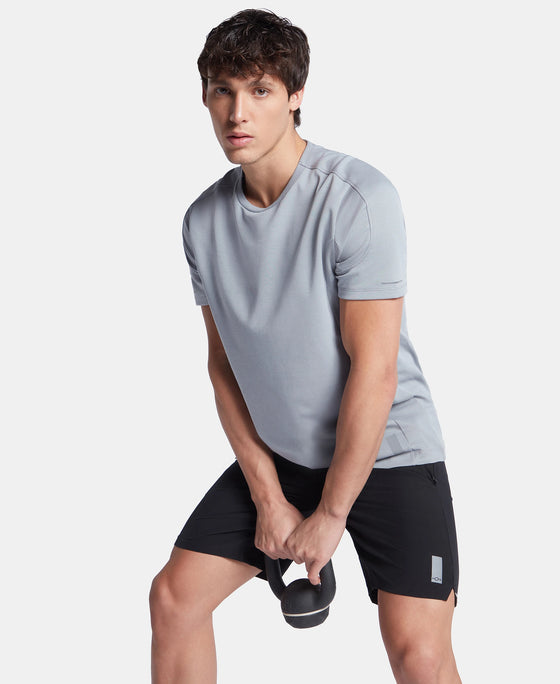 Super Combed Cotton Blend Solid Round Neck Half Sleeve T-Shirt with Breathable Mesh - Weathervane