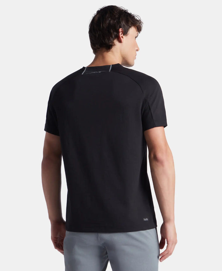 Super Combed Cotton Blend Graphic Printed Round Neck Half Sleeve T-Shirt with Stay Fresh Treatment - Black New