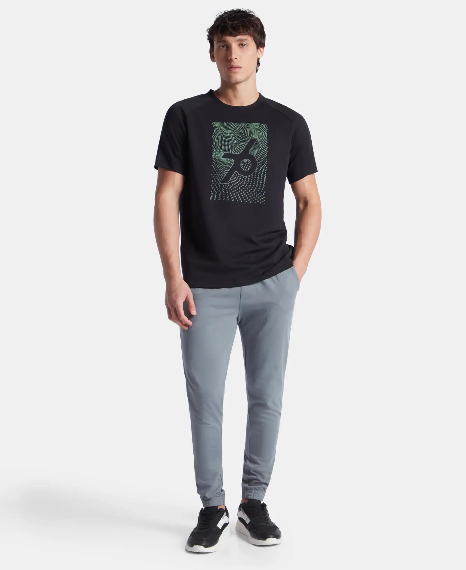 Super Combed Cotton Blend Graphic Printed Round Neck Half Sleeve T-Shirt with Stay Fresh Treatment - Black New