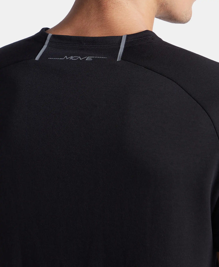 Super Combed Cotton Blend Graphic Printed Round Neck Half Sleeve T-Shirt with Stay Fresh Treatment - Black New