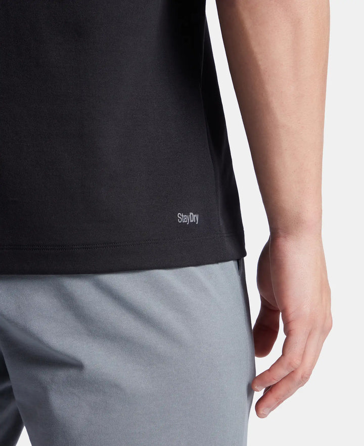 Super Combed Cotton Blend Graphic Printed Round Neck Half Sleeve T-Shirt with Stay Fresh Treatment - Black New