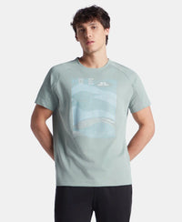 Super Combed Cotton Blend Graphic Printed Round Neck Half Sleeve T-Shirt with Stay Fresh Treatment - Iceberg Green