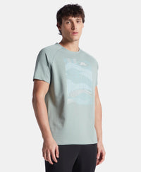 Super Combed Cotton Blend Graphic Printed Round Neck Half Sleeve T-Shirt with Stay Fresh Treatment - Iceberg Green
