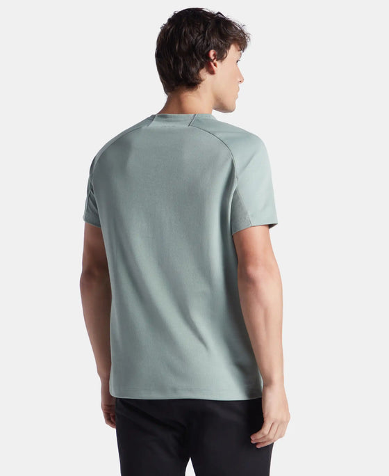 Super Combed Cotton Blend Graphic Printed Round Neck Half Sleeve T-Shirt with Stay Fresh Treatment - Iceberg Green