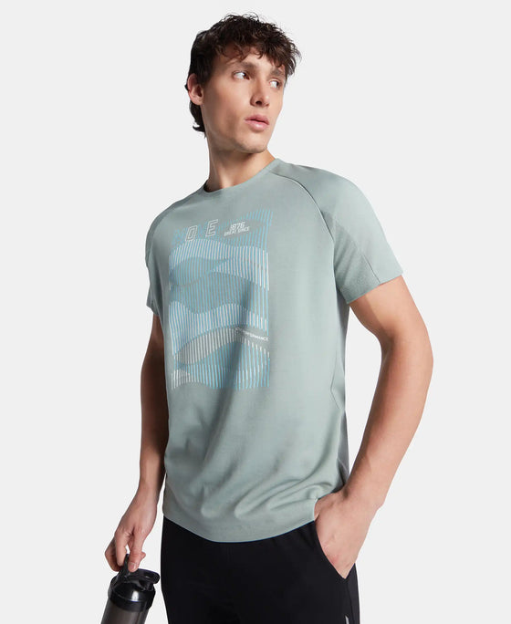 Super Combed Cotton Blend Graphic Printed Round Neck Half Sleeve T-Shirt with Stay Fresh Treatment - Iceberg Green