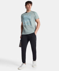 Super Combed Cotton Blend Graphic Printed Round Neck Half Sleeve T-Shirt with Stay Fresh Treatment - Iceberg Green
