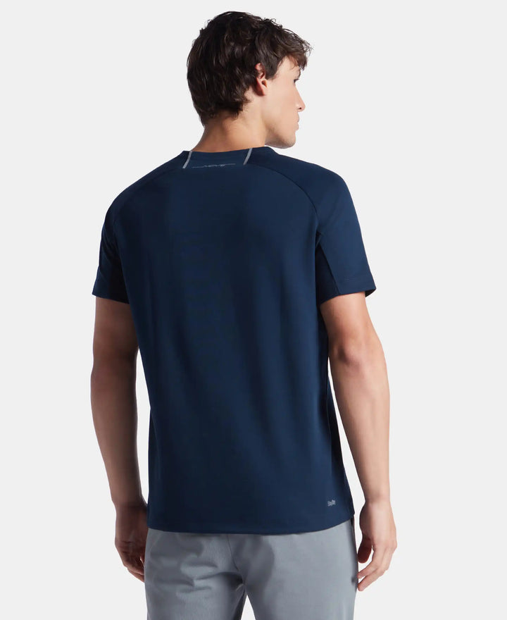 Super Combed Cotton Blend Graphic Printed Round Neck Half Sleeve T-Shirt with Stay Fresh Treatment - Navy New