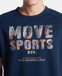 Super Combed Cotton Blend Graphic Printed Round Neck Half Sleeve T-Shirt with Stay Fresh Treatment - Navy New
