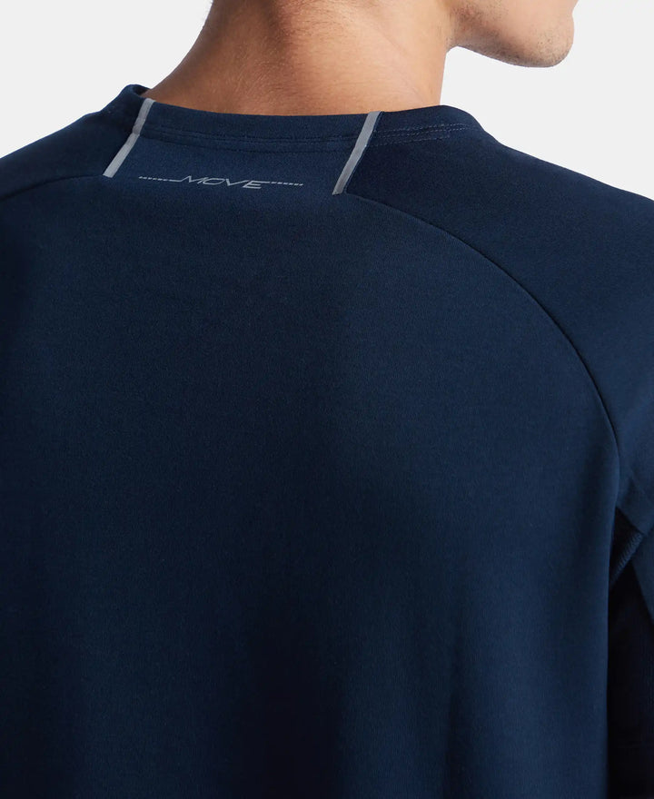 Super Combed Cotton Blend Graphic Printed Round Neck Half Sleeve T-Shirt with Stay Fresh Treatment - Navy New