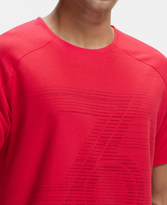 Super Combed Cotton Blend Graphic Printed Round Neck Half Sleeve T-Shirt with Stay Fresh Treatment - Team Red
