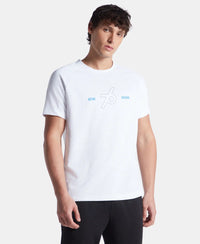 Super Combed Cotton Blend Graphic Printed Round Neck Half Sleeve T-Shirt with Stay Fresh Treatment - White New