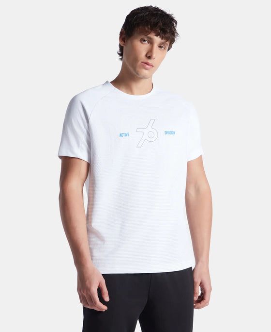 Super Combed Cotton Blend Graphic Printed Round Neck Half Sleeve T-Shirt with Stay Fresh Treatment - White New