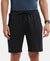 Microfiber Elastane Stretch Solid Shorts with Zipper Media Pocket and StayFresh Treatment - Black-1