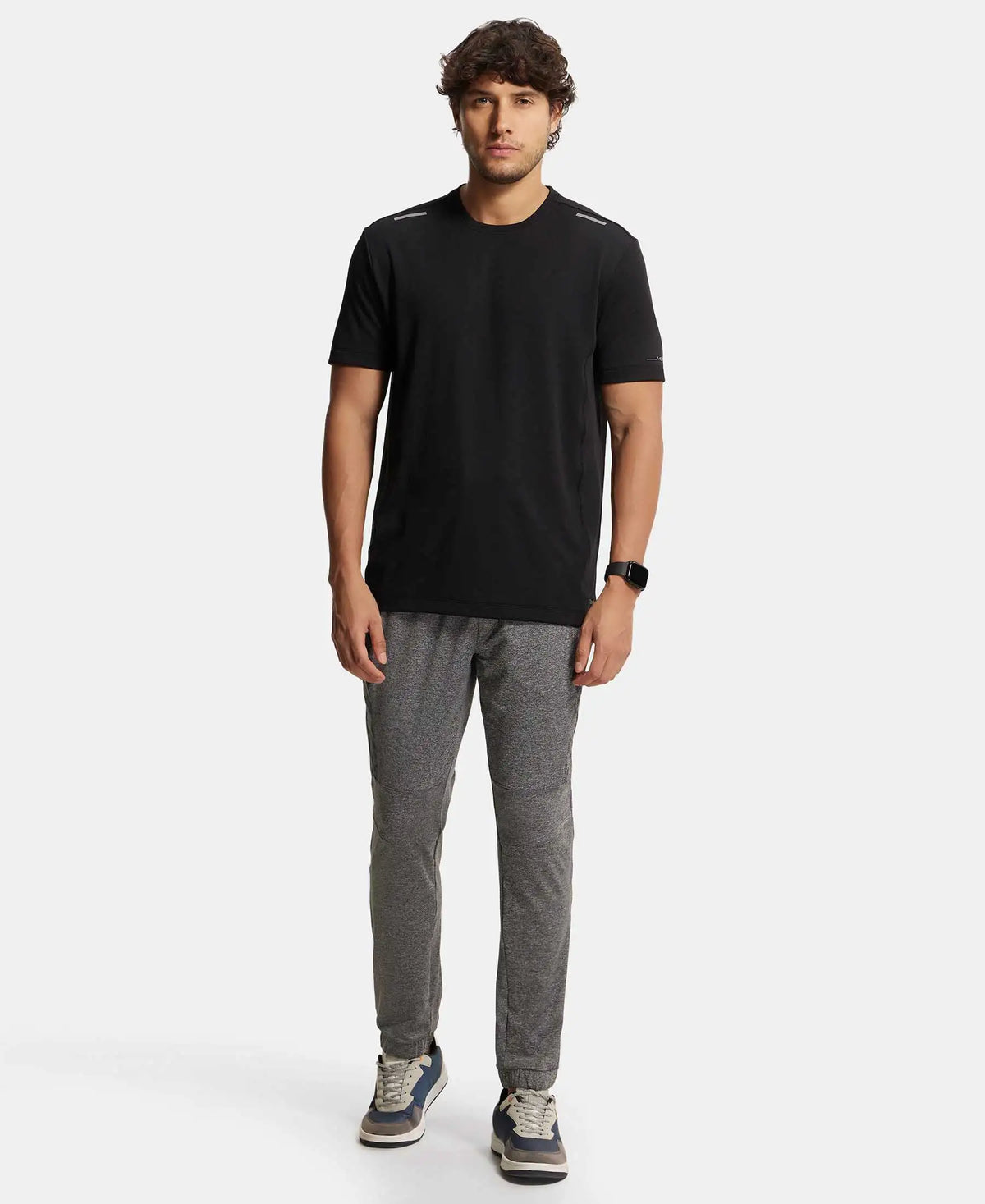 Microfiber Elastane Stretch Jogger with Zipper Pockets and StayDry Treatment - Black Grindle-4