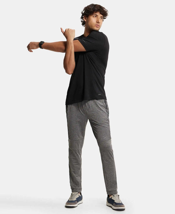 Microfiber Elastane Stretch Jogger with Zipper Pockets and StayDry Treatment - Black Grindle-6