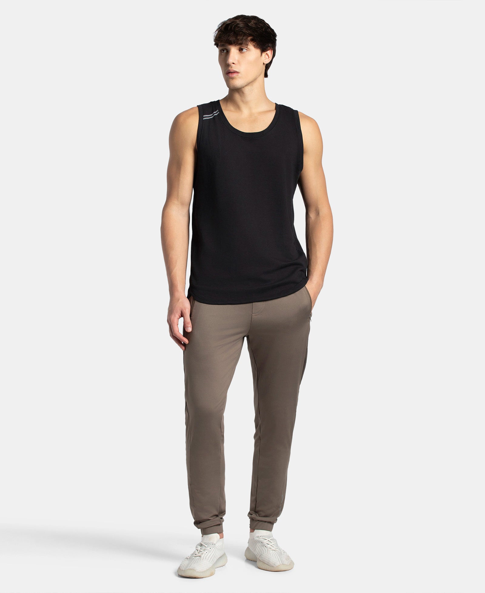 Microfiber Elastane Stretch Jogger with Zipper Pockets and StayDry Treatment - Green