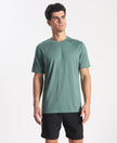 Microfiber Fabric Round Neck Half Sleeve Tshirt with Breathable Mesh - Silver Pine